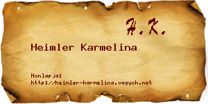 Heimler Karmelina névjegykártya